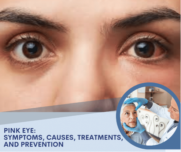 Image of person's eyes, with one red and irritated